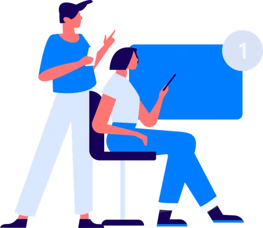 Girl and man getting meeting notification  Illustration