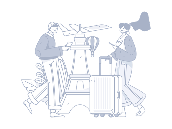 Girl and man going for vacation  Illustration