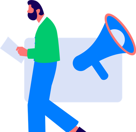 Girl and man having marketing faq  Illustration