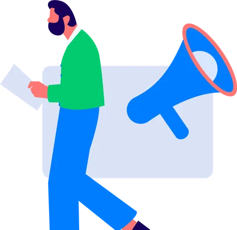 Girl and man having marketing faq  Illustration