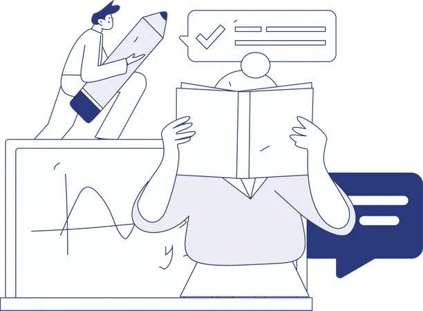 Girl and man looking at growth with time  Illustration