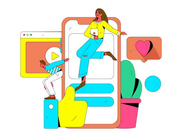 Girl and man on social media platform  Illustration