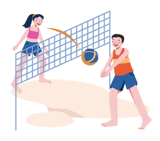 Travel Beach Volleyball Illustration