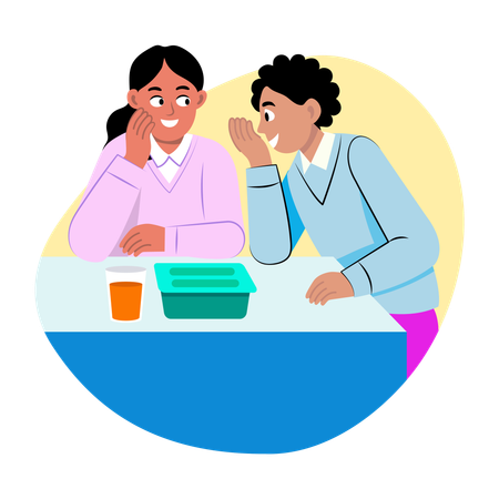 Girl and man Sharing secrets  Illustration