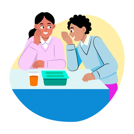 Girl and man Sharing secrets  Illustration