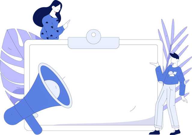 Girl and man showing marketing board  Illustration