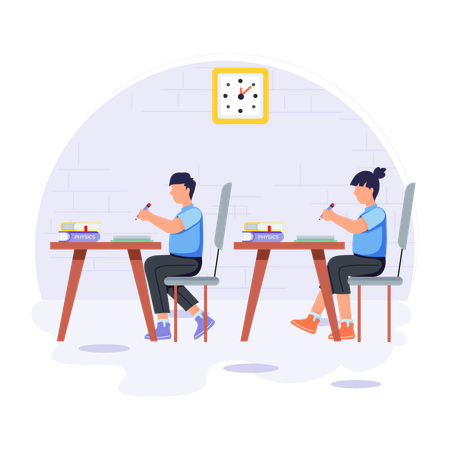 Girl and man studying in Study Time  Illustration