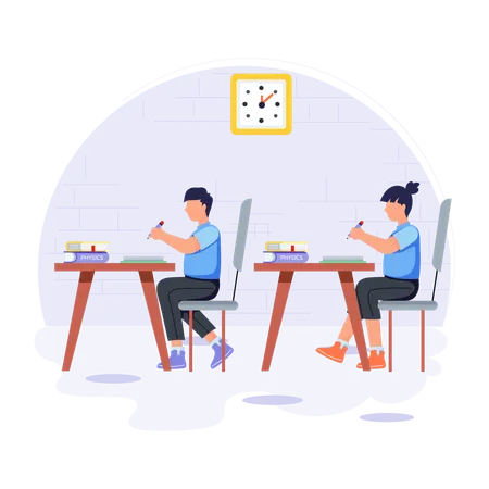 Girl and man studying in Study Time  Illustration