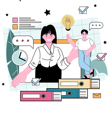Girl and man talking about business idea  Illustration