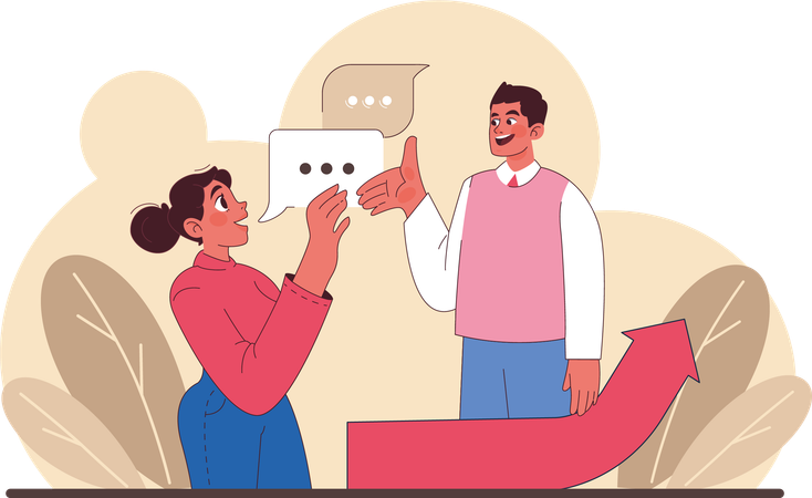 Girl and man talking with each other  Illustration
