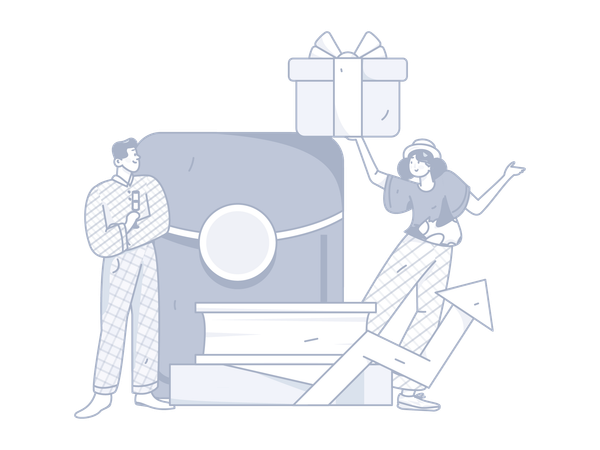 Girl and man with growth chart  Illustration