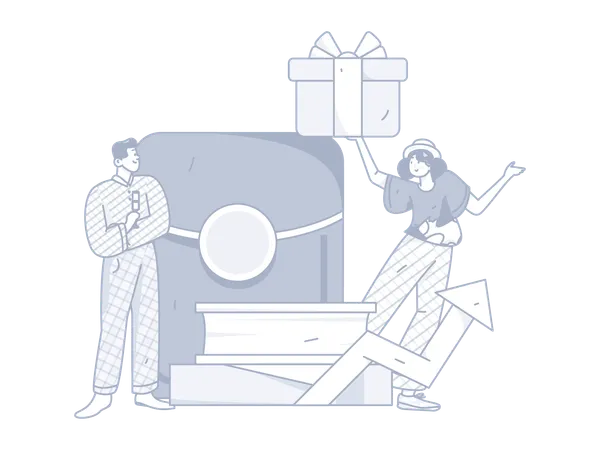 Girl and man with growth chart  Illustration