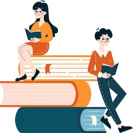 Girl and woman taking business education  Illustration