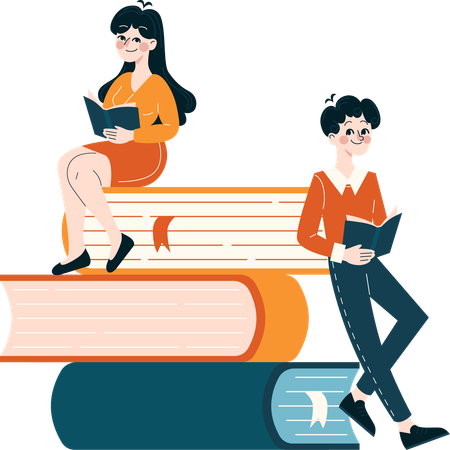 Girl and woman taking business education  Illustration