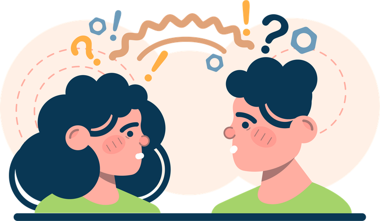 Girl and woman thinking about problem  Illustration