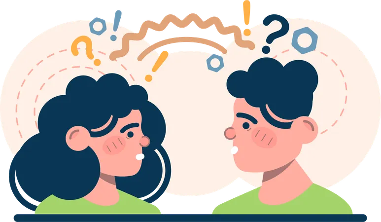 Girl and woman thinking about problem  Illustration