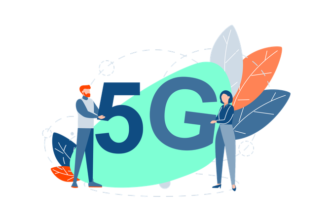 Girl and woman use 5g technology  Illustration