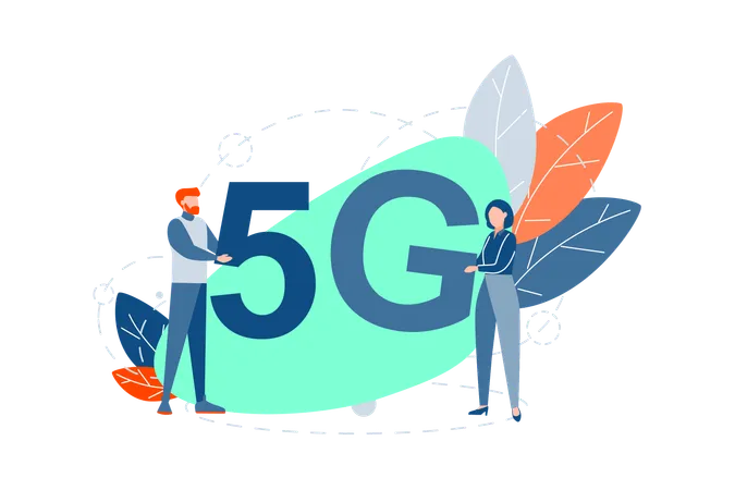 Girl and woman use 5g technology  Illustration