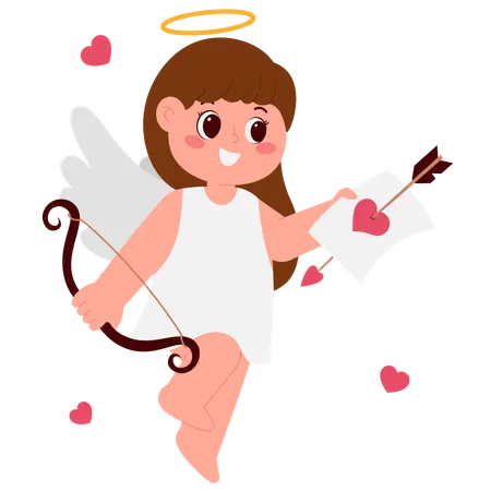 Girl Angel Love Letter  Illustration