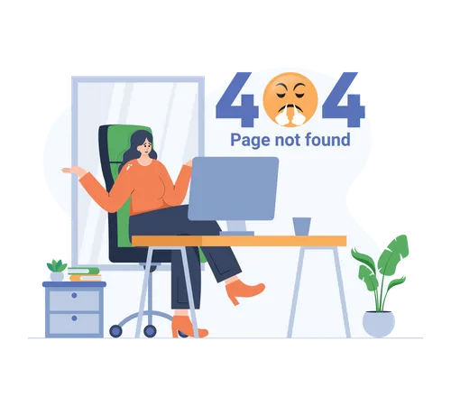 Girl angry by error page Illustration