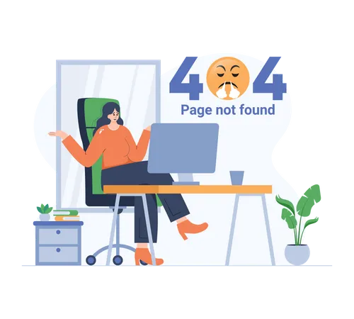 Girl angry by error page  Illustration