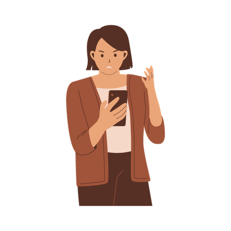 Girl angry for poor iphone signal  Illustration