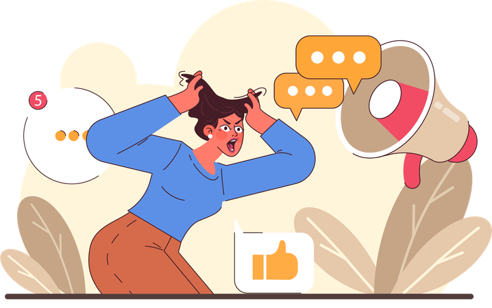Girl angry From notification  Illustration