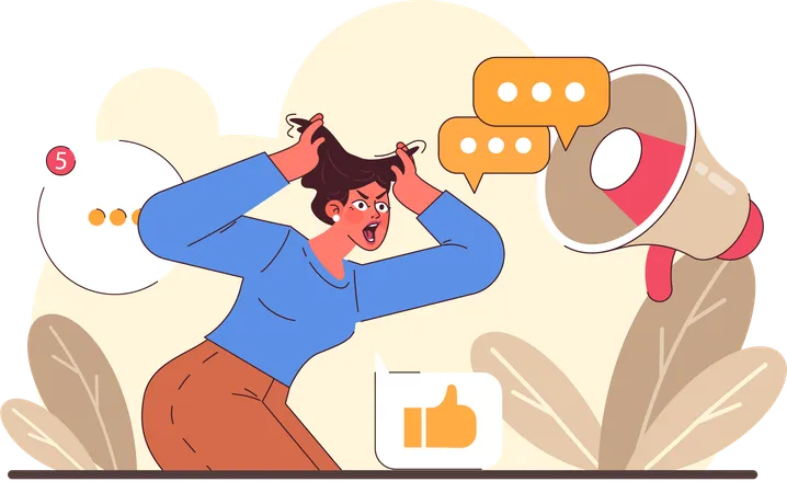 Girl angry From notification  Illustration
