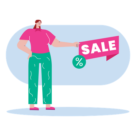 Girl announcing Black Friday sale  일러스트레이션