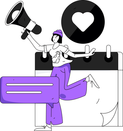 Girl announcing feedback with schedule  Illustration