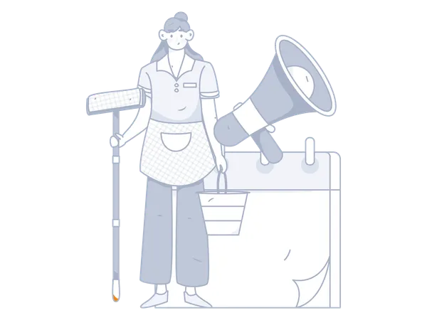 Girl announcing labor work  Illustration