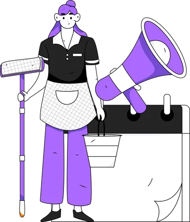 Girl announcing labor work  Illustration