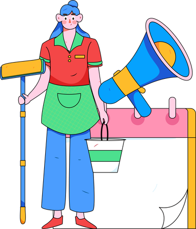 Girl announcing labor work  Illustration