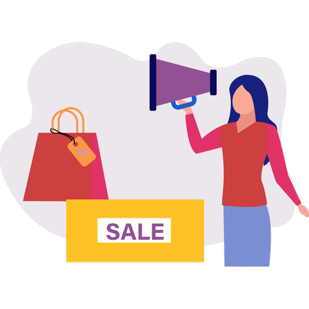 Girl announcing sale offer  Illustration