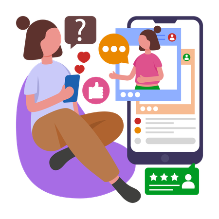Girl answering Live QA  Illustration