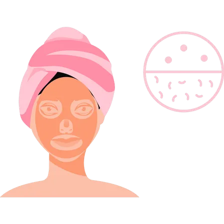 Girl applied a beauty mask on her face  Illustration