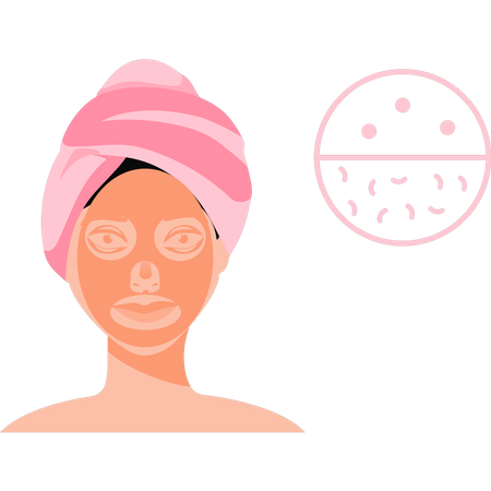 Girl applied a beauty mask on her face  Illustration