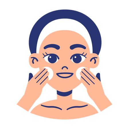 Girl Apply Lotion On Her Face  Illustration
