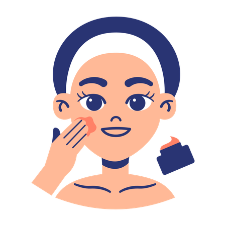 Girl Apply Moisturiser On Her Face  Illustration