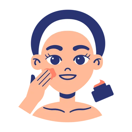 Girl Apply Moisturiser On Her Face  Illustration