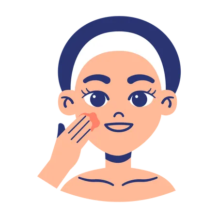 Girl Apply Sunscreen On Her Face  イラスト