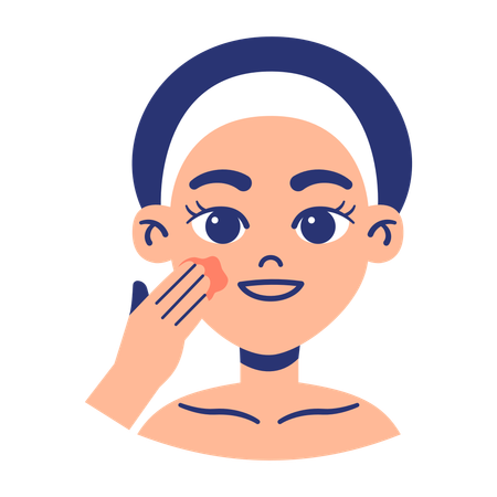 Girl Apply Sunscreen On Her Face  Illustration