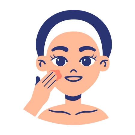 Girl Apply Sunscreen On Her Face  Illustration