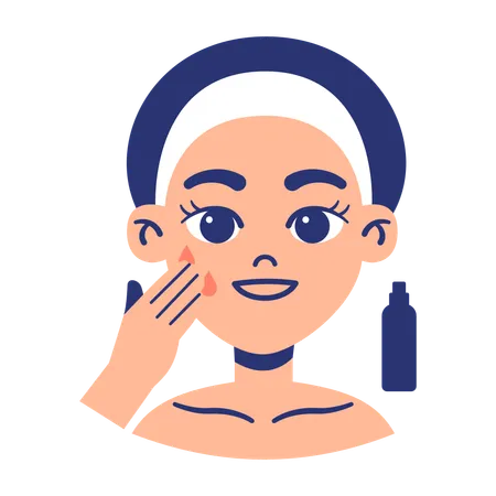 Girl Apply Toner On Her Face  Illustration