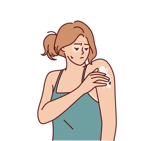 Girl applying cream  Illustration