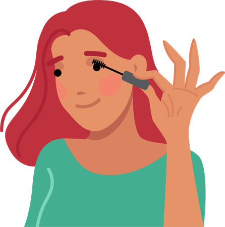 Girl applying eye mascara for party event  Illustration