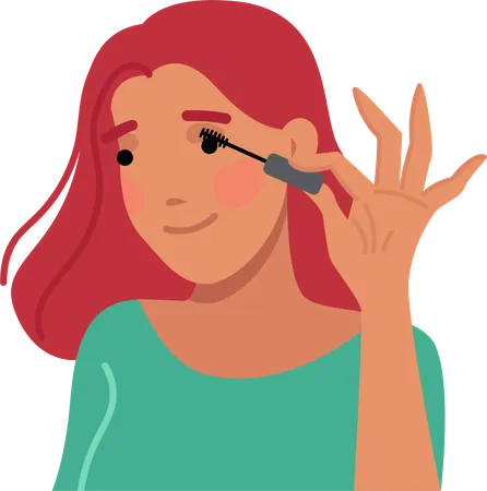 Girl applying eye mascara for party event  Illustration