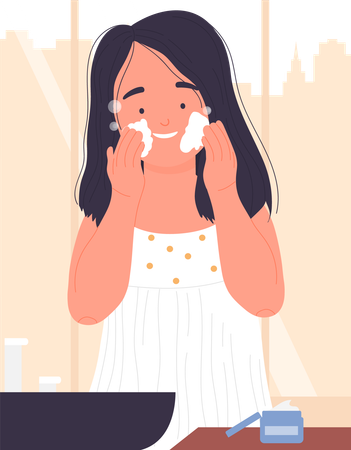 Girl applying face cream  Illustration