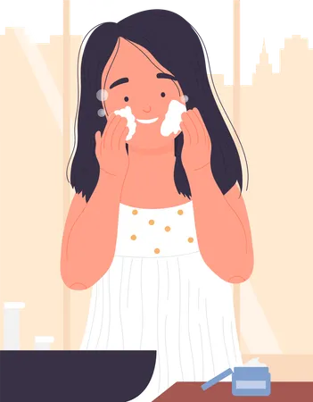 Girl applying face cream  Illustration