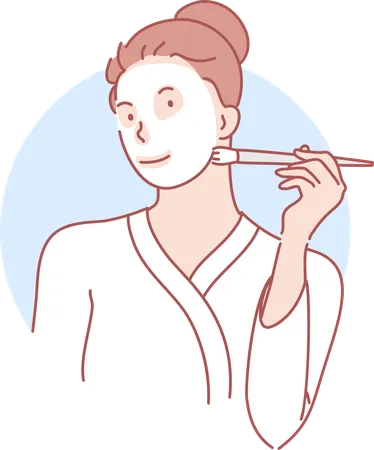 Girl applying face cream  Illustration